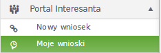 Widok opcji modułu portalu interesanta z zaznaczonym polem Moje wnioski